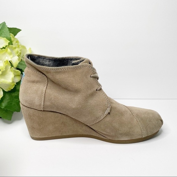 TOMS Desert wedge Ankle Booties tan Suede Size 11 - Picture 5 of 10